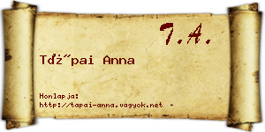 Tápai Anna névjegykártya