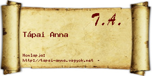 Tápai Anna névjegykártya